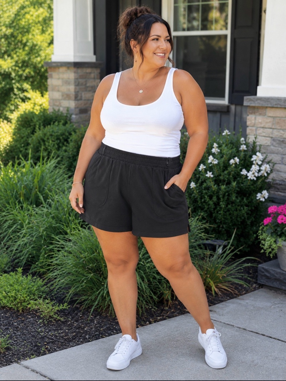 Terra & Sky Black Pull-On Casual Shorts w/ Pockets